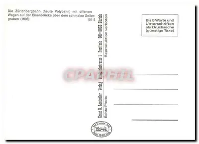 Zurych — Zürichbergbahn i Stadtkeller — Ernst & Leutwiler, Zurych — Rewers