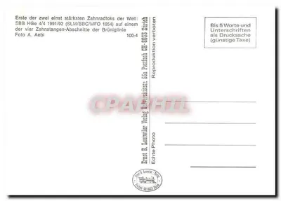 Trem de cremalheira SBB HGe 4/4 — Brüniglinie — Ernst & Leutwiler Verlag, 100-4 — Verso