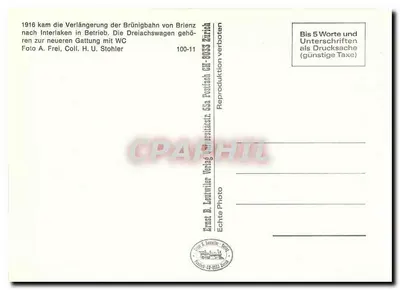 Oberried am Brienzersee — estação e trem — Ernst & Leutwiler, Zurique — Verso