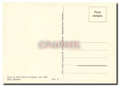 Le Mont przy Lausannie — widok z kościołem i tramwajem — wydawca Aloys Fauquez, n° 147.7 TL — Rewers