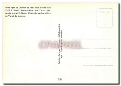 Viaduto em curva e o antigo moinho de Méailles — Caminhos de Ferro da Provença — Edição Jacques Chansard — Verso