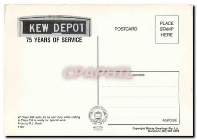Kew Depot — 75 lat działalności — Biscay Greetings Pty. Ltd. — Rewers