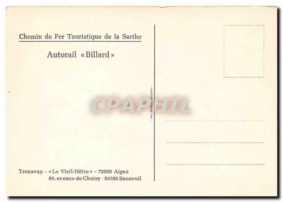 Autorail « Billard » — Turystyczne Koleje Sarthe — Transvap - Le Vieil-Hêtre — Rewers