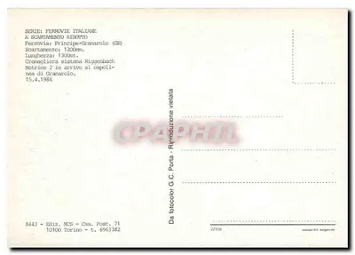 Tramway de Granarolo — Itália — edição MCS — Verso