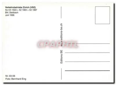 Tramway em Stettbach — Zurique — Edições BE — Verso