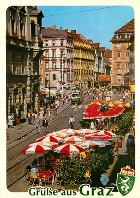 Graz — vista da rua com café Mikado — Verlag F. Hruby