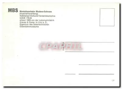 Montafonerbahn Bludenz-Schruns — lokomotywa parowa z tenderym — MBS — Rewers