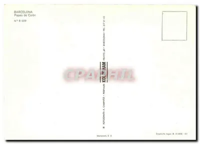 Barcelona — Paseo de Colón — editor FELIXO, 80 - BARCELONA — Verso