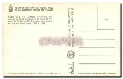 Tramway n°258 — Buenos Aires — editor Gráfica Lahora, n°102 — Verso