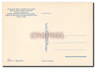 Osses-Saint-Martin-d'Arossa — Z4415 i Z4140 na stacji — wydawca LYNACOLOR, nr 187 — Rewers