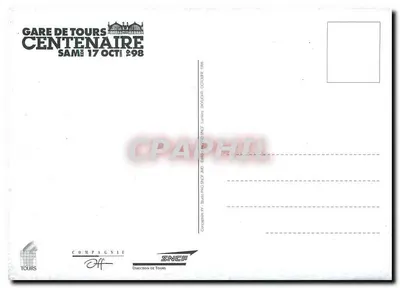 Gare de Tours — Centenaire — Compagnie SNCF — Verso