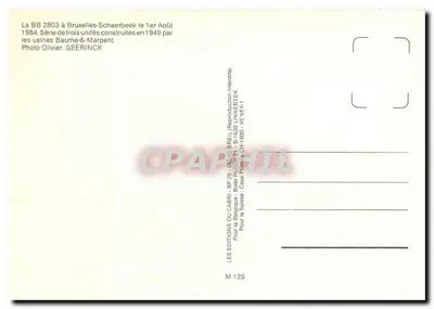 BB 2803 em Bruxelas-Schaerbeek — 1º de agosto de 1984 — Éditions du Cabri — Verso