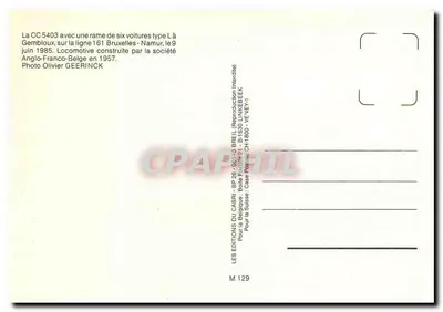 CC 5403 con rame tipo L a Gembloux — sulla linea 161 Bruxelles-Namur — Éditions du Cabri — Verso