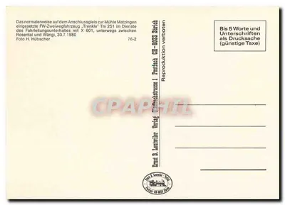 Trabalhos nas linhas férreas — FW-Zweiwegfahrzeug Tm 251 — Ernst B. Lennwiler Verlag — Verso