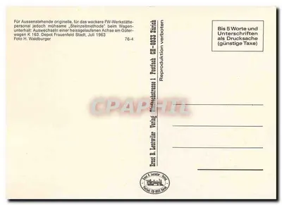 Wagen K 163 — Depósito Frauenfeld — Ernst B. Lontwiler Verlag — Verso