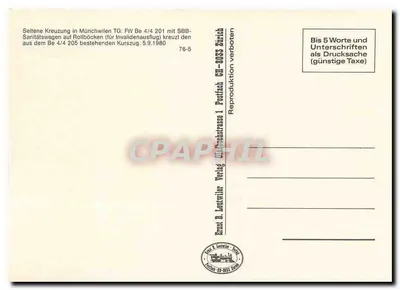 Münchwilen — Cruzeiro raro de trens — Ernst B. Leutwiler, Tully — Verso