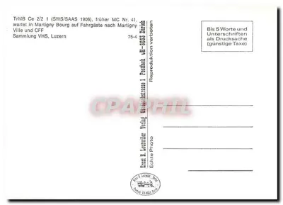 Tramwaj w Martigny — TrMB Ce 2/2 (SWS/SAAS 1906), dawniej MC nr 41 — Ernst R. Leuwyler Verlag — Rewers