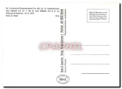 Trains of the Limmattalbahn — MC 81 and ABDeh 4/4 14 + 8 — Publisher Ernst B. Leuwiler, n° 75-9 — Back