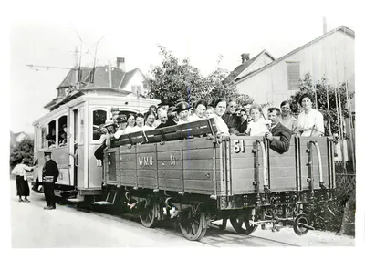 Tramway WMB L 51 — com passageiros — Ernst B. Leuwyler Verlag, n° 73-3