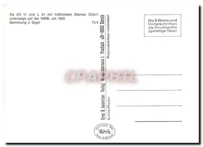 Tramway WMB L 51 — com passageiros — Ernst B. Leuwyler Verlag, n° 73-3 — Verso