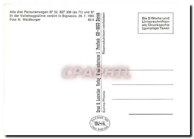 Teleferyk Vallemaggia — Bignasco — Wydawca Ernst B. Leutwiler, n° 63-5 — Rewers