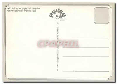 Sedrun-Bugnei contra o domínio de esqui — Graubünden, Suíça — Photohaus Waldhaus, n° 7230 — Verso