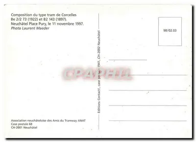 Tramwaj w Neuchâtelu — Kompozycja Be 2/2 73 i B2 143 — Wydawnictwo ANAT — Rewers