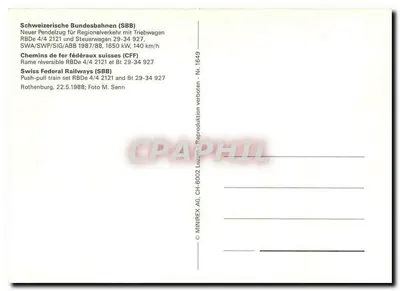 Train SBB CFF FFS — RBDe 4/4 2121 e Bt 29-34 927 — MINIREX AG — Verso