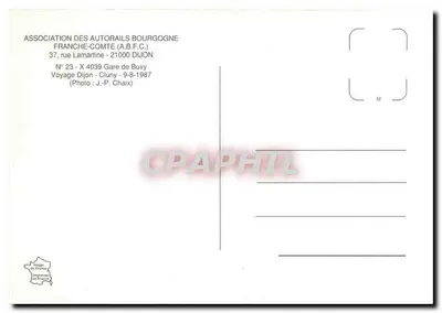 Stacja Buxy — parowóz — Association des Autorails Bourgogne — Rewers