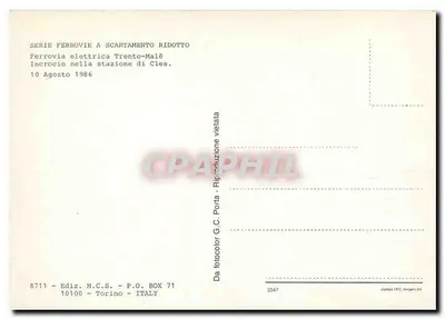 Ferrovie elettriche Trento-Malè — Incrocio nella stazione di Cles — Ediz. M.C.S. n° 8711 — Verso