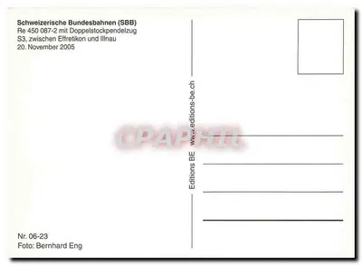 Re 450 087-2 — SBB CFF FFS — Doppelstockpendelzug S3 między Effretikon a Illnau — Editions BE — Rewers