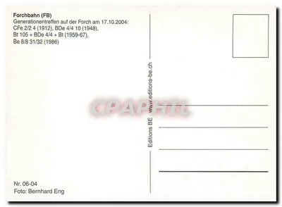 Forchbahn — Reunião das gerações na Forch — Editions BE — Verso
