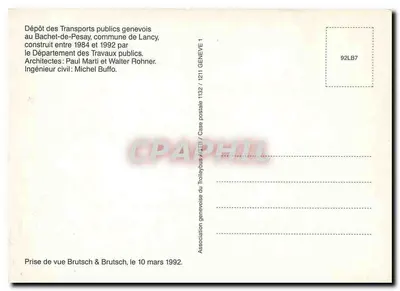 Depot transportów publicznych z Genewy — Bachel-de-Pesay — Genewska stowarzyszenie tramwaju — Rewers