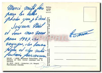 Klasyczny skład tramwaju w Liège — 1905 — Wydawnictwo GTF a.s.b.l. — Rewers