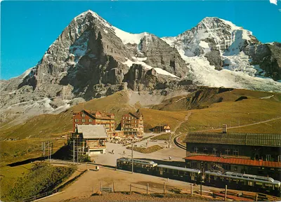 Kleine Scheidegg — vista dos montes Eiger e Mönch — Verlag Beringer & Pampalluchi AG, Zurique