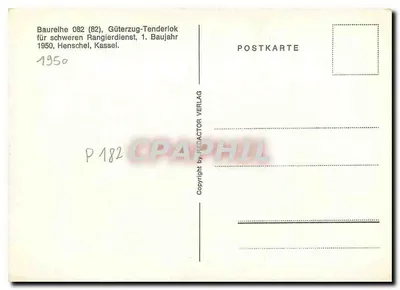 Locomotywa 082 035-7 — seria 082, wóz towarowy, pierwszy rok produkcji 1950 — wydawca Redactor Verlag, nr P 182 — Rewers