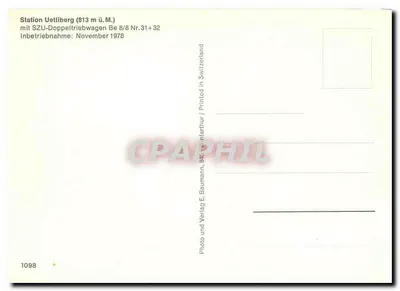Stacja Uelliberg — tramwaj Zürich-Selkau — wydawca E. Baumann, Interthurn, nr 1098 — Rewers