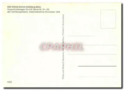 Uetliberg — Trem SZU — E. Baumann, Winterthur — Verso