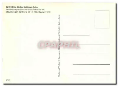 Trem SZU Zürich-Selna — Sihltal-Zürich-Uetliberg-Bahn — Editor E. Baumann, Wilerthur — Verso