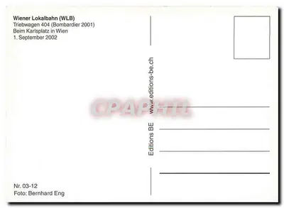 Tramway 404 — Wiener Lokalbahnen AG — Editions BE — Rückseite