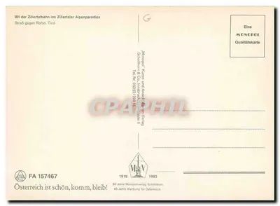 Trem a vapor no Zillertal — Monopol, n° 157467 — Verso