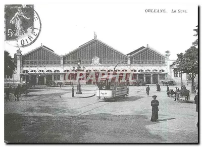 Orléans. A Estação — visão da estação com trem e pedestres — editor Coleção Lignéa, n° 3150
