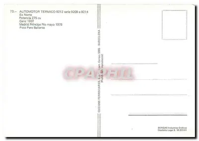 Automotriz térmica Ganz série 9209-9214 — Ex Nord — Madrid Príncipe — 1978 — Éditions Ferroviaries S.A. — Verso