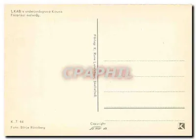 Kiruna - Forarlost Malmtdag — editor K. Rune Lundström, n° K. 7/64 — Verso