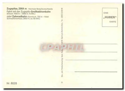 Zugspitze — najwyższy szczyt Niemiec — wydawca Huber, nr 8028 — Rewers