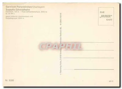 Pociąg w górach – Garmisch-Partenkirchen / Oberbayern – Wydawca Huber, nr 8386 — Rewers
