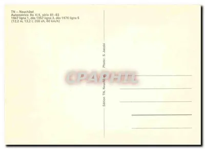 Tramwaj w Neuchâtelu — samochód trakcyjny Be 4/4, seria 81-83 — Édition TN, Neuchâtel — Rewers