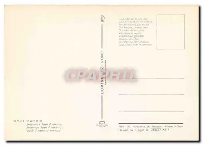 Madrid — Avenida José Antonio — editor DOMÍNGUEZ, n° 67 — Verso