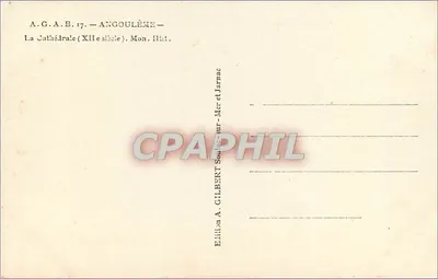 Angoulême — A Catedral (século XI). Mon. Hist. — Edição A. Gilbert, Souleac-sur-Mer e Jarnac — Verso