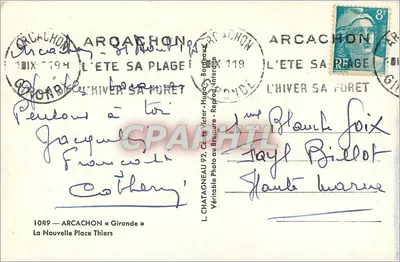 Arcachon — Vista da praia e do Hotel Richelieu — L. Chatagneau, n°1089 — Verso